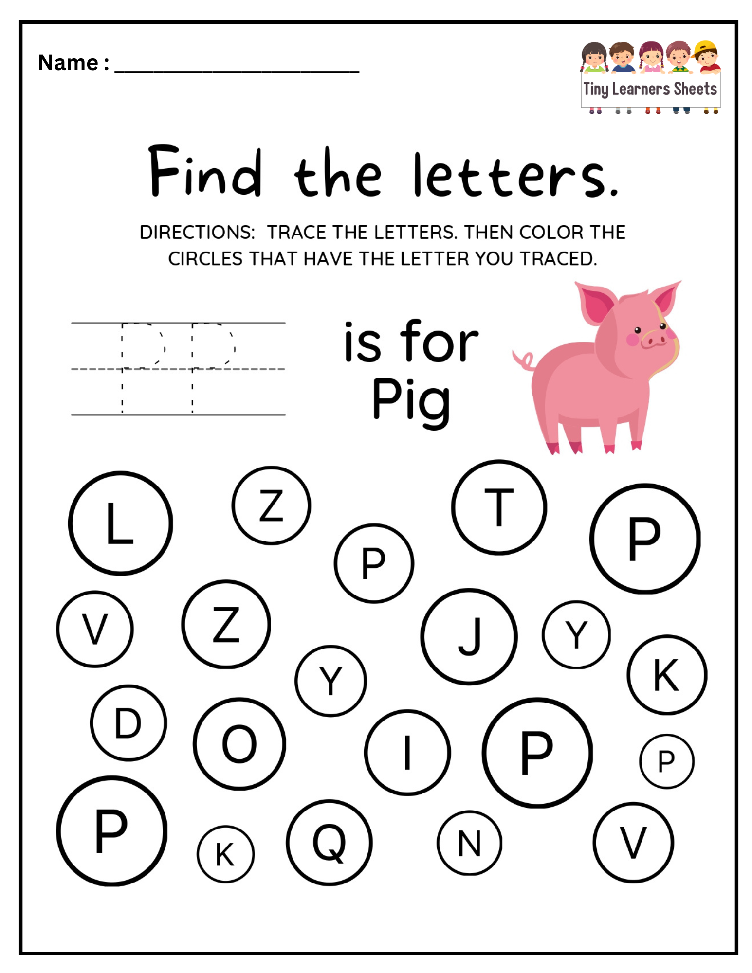 Find Letter P worksheet